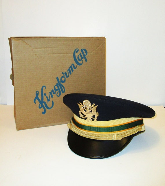 Vintage US Army Hat Dress Blue Cap Kingform Cap Co 7 1/4 NOS