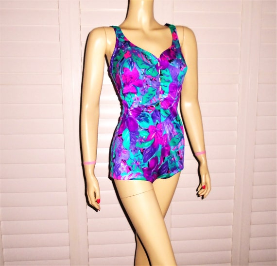Vintage Swimsuit 80s Maxine Of Hollywood Bathing Suit M Etsy Uk