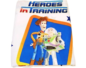 90s Toy Story Flat Sheet Full Size Heroes in Training Unused