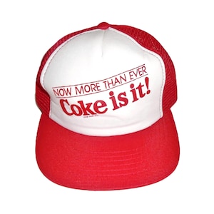 80s Coke Hat Red and White Snap Back Coke Is It Slogan