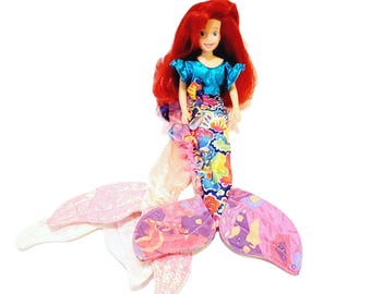 1992 Ariel Doll Little Mermaid Calypso Hair Doll with 2 Extra Tails