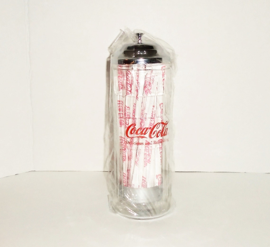 1992 Coca Cola Straw Dispenser Glass Coke Straw Holder NOS Etsy