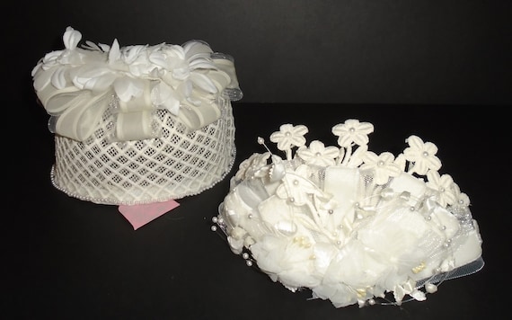 70s Bridal Hair Accessories Juliet Caps Satin Hai… - image 3