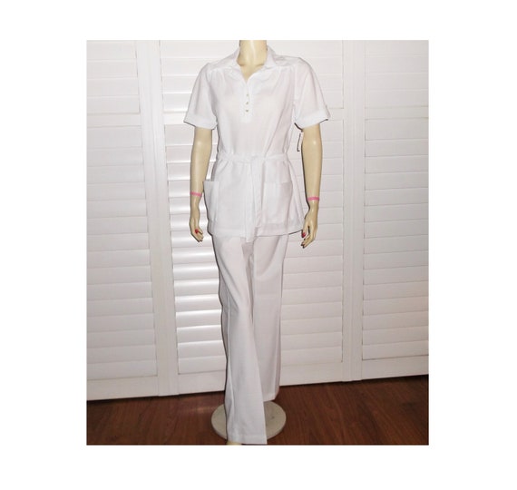 Vintage Nurse Uniform 70s Nurse Pants Set Large