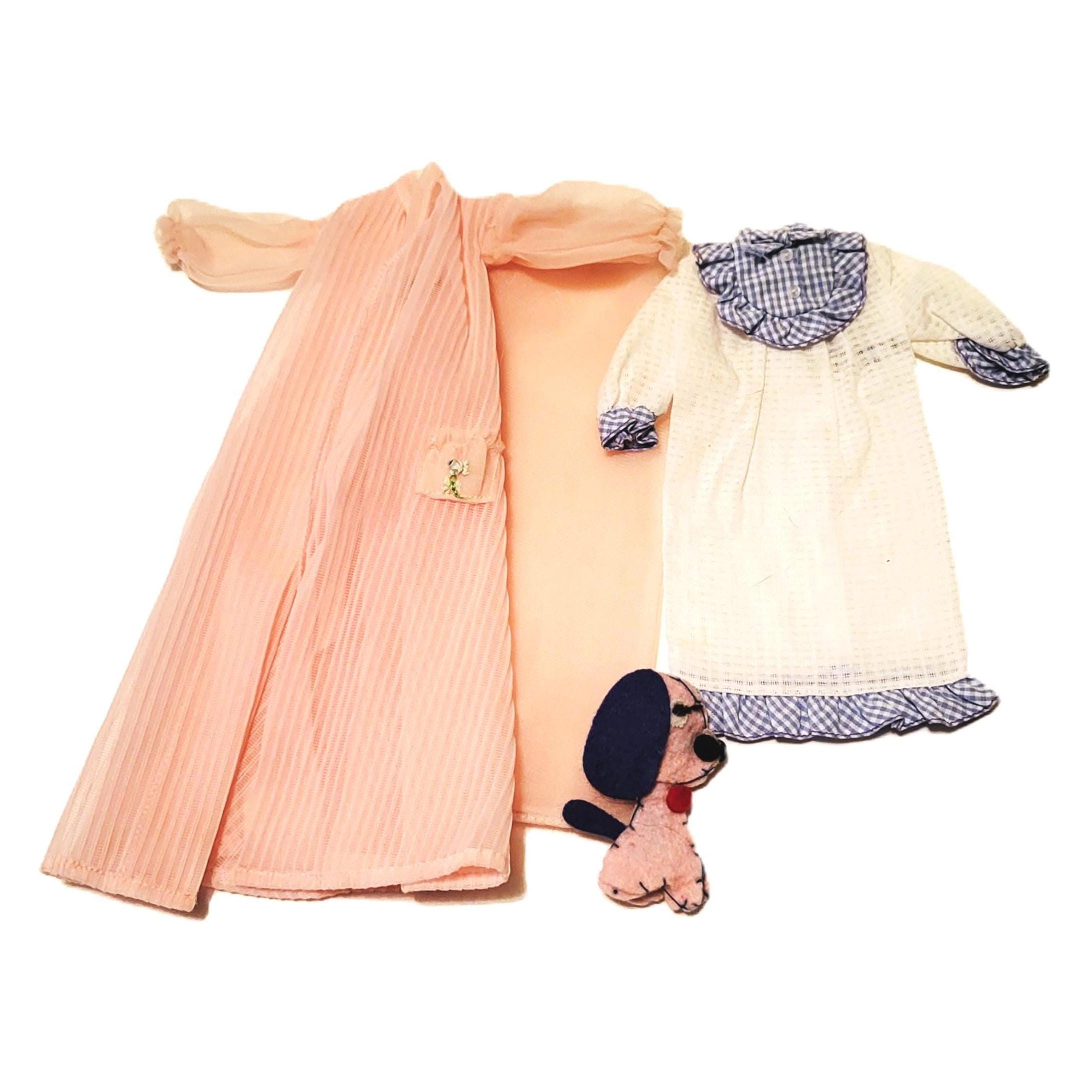 Robe Barbie Mattel N°965 Avec Décor De Fleurs - Tenue De Poupée Vintage