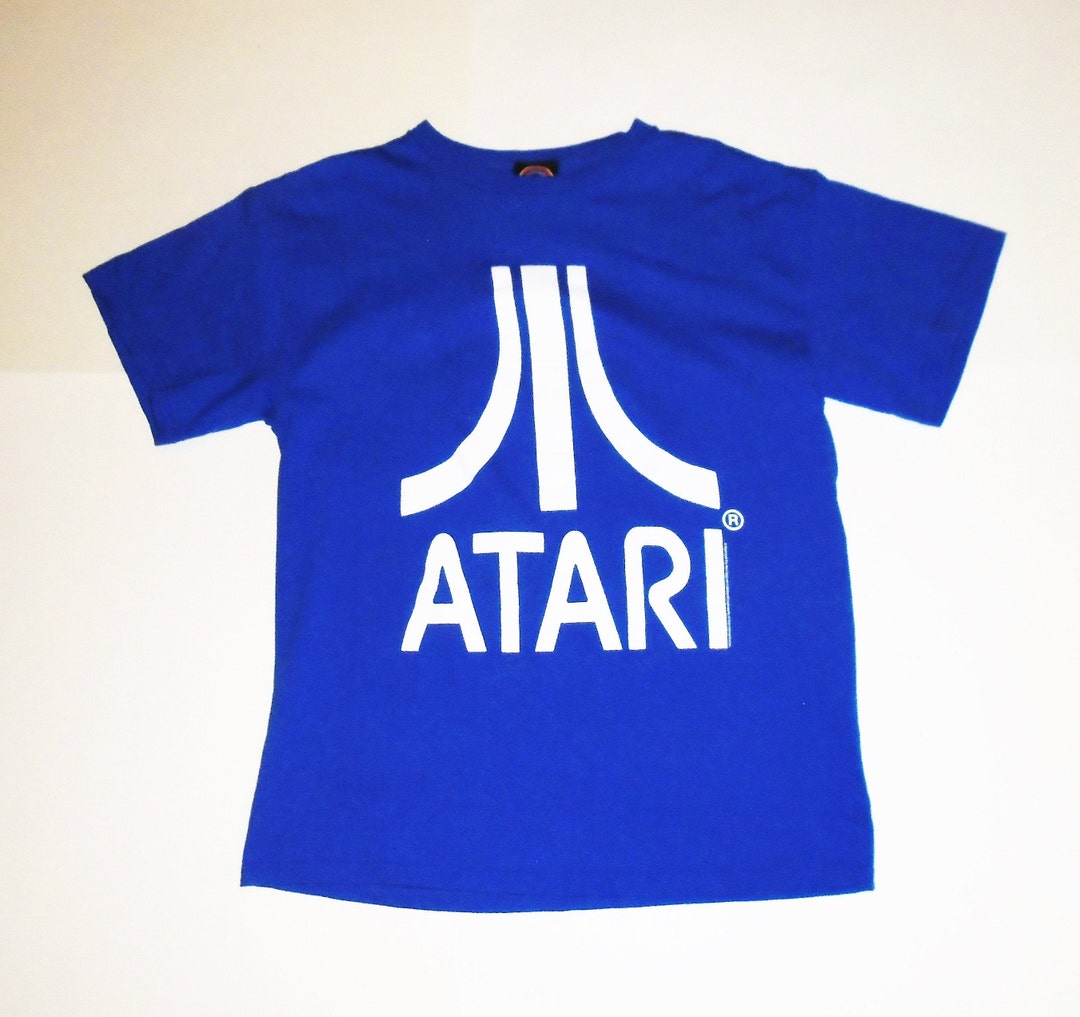Vintage Atari T Shirt Blue Cotton Gamer Tee M Etsy