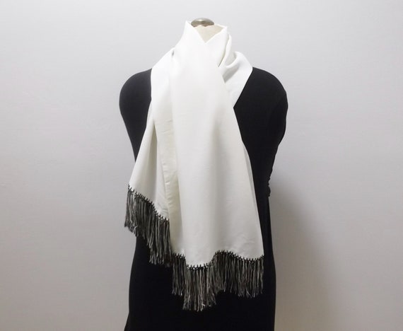 50s Mens Dress Scarf Vintage Scarf Black and White