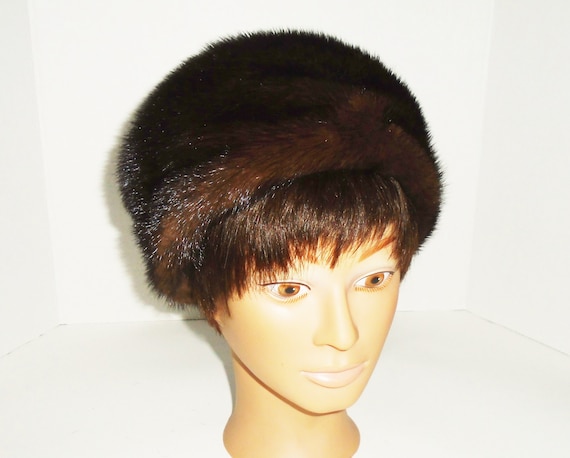 Vintage Mink Hat Brown Ranch Mink Pill Box Hat