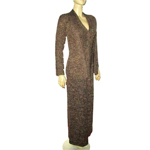 70s Knit Dress Metallic Bronze Gown w Matching Jacket 5/7