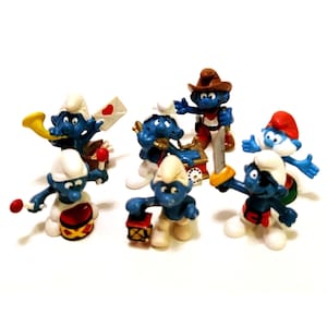 80s Smurfs Figures by Peyo Phone Pirate Drummer Smurfs 7pc
