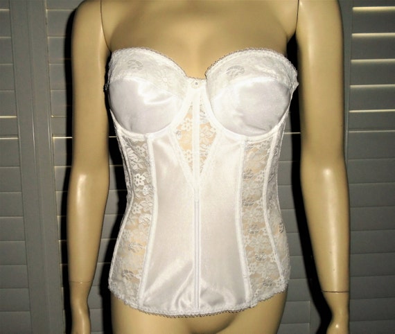 Vintage White Corset 90s Lace Bustier Top 36B - image 1