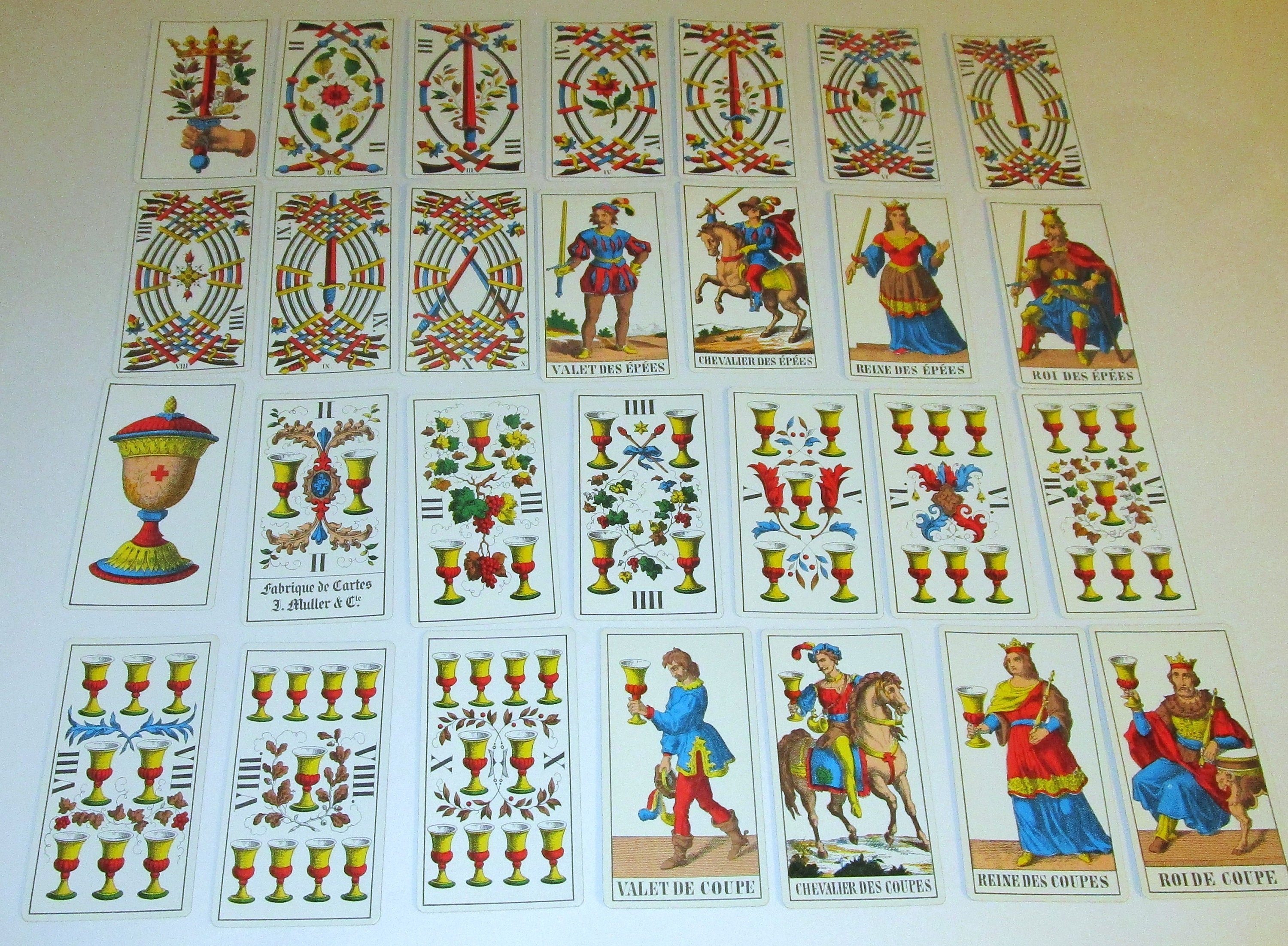 Jeu de cartes de tarot vintage, AG Muller Swiss Cards 78 Set