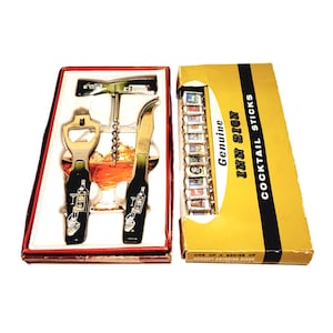 MCM Bar Tools Set and Inn Sign Cocktail Sticks NOS