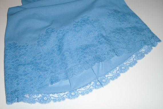 60s Blue Dress Slip French Maid Vintage Lace Slip… - image 7