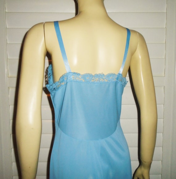60s Blue Dress Slip French Maid Vintage Lace Slip… - image 5
