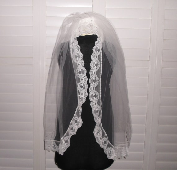 Vintage Wedding Veil Fingertip 70s Bridal Juliet C