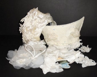 70s Bridal Hair Accessories Lace Tiara Hair Wreaths Combs Lot