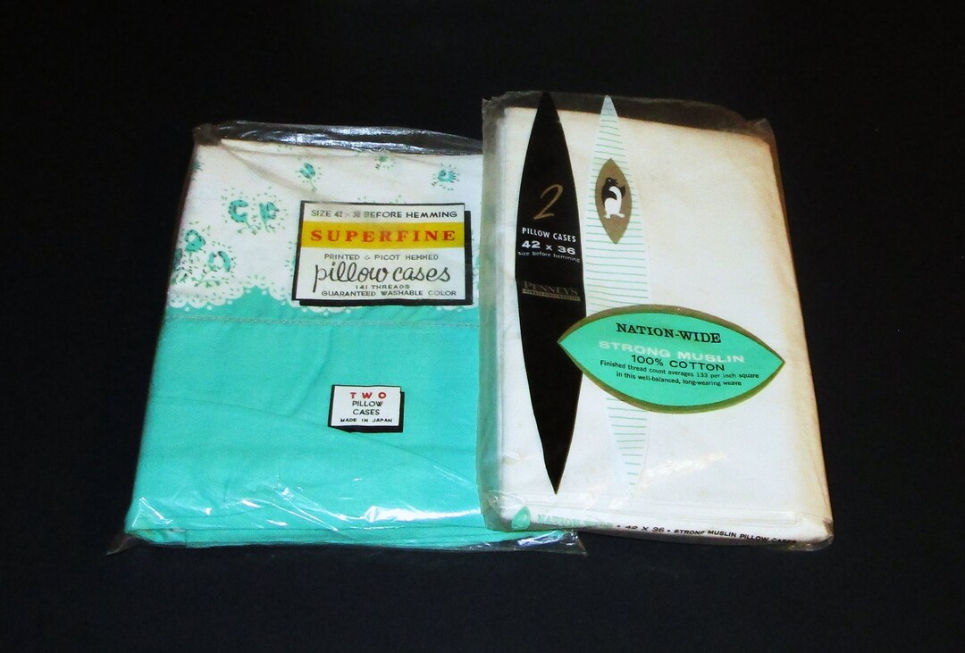 70s Pillowcases White Muslin and Cotton Pillow Cases 42x36 NOS Etsy