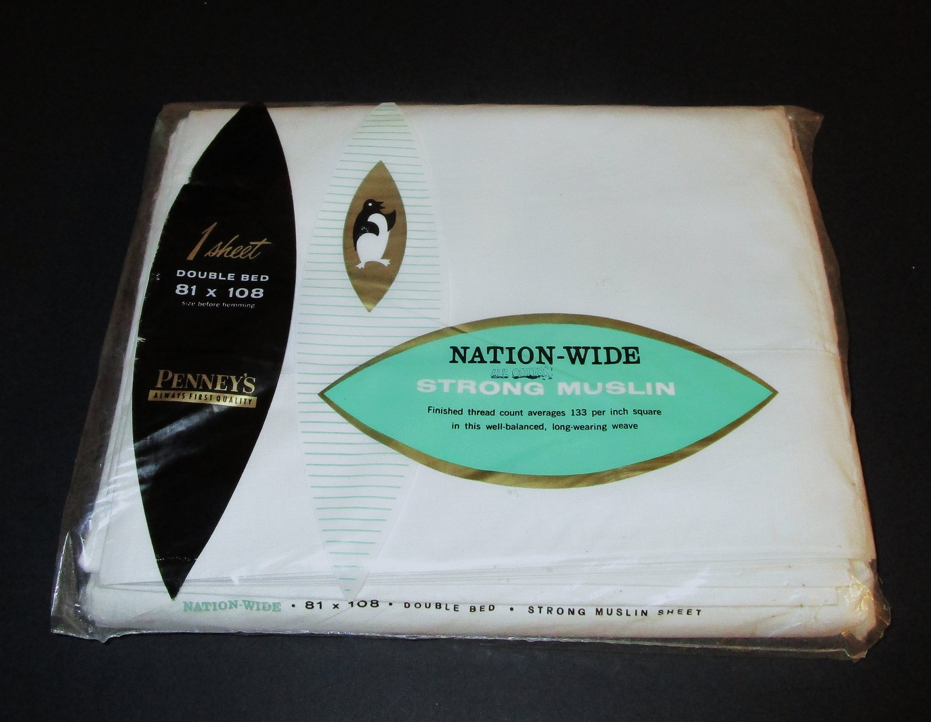 Bedding NOS Muslin Cotton Flat Sheet White Full/Double 81x108 NationWide Vintage Home & Living