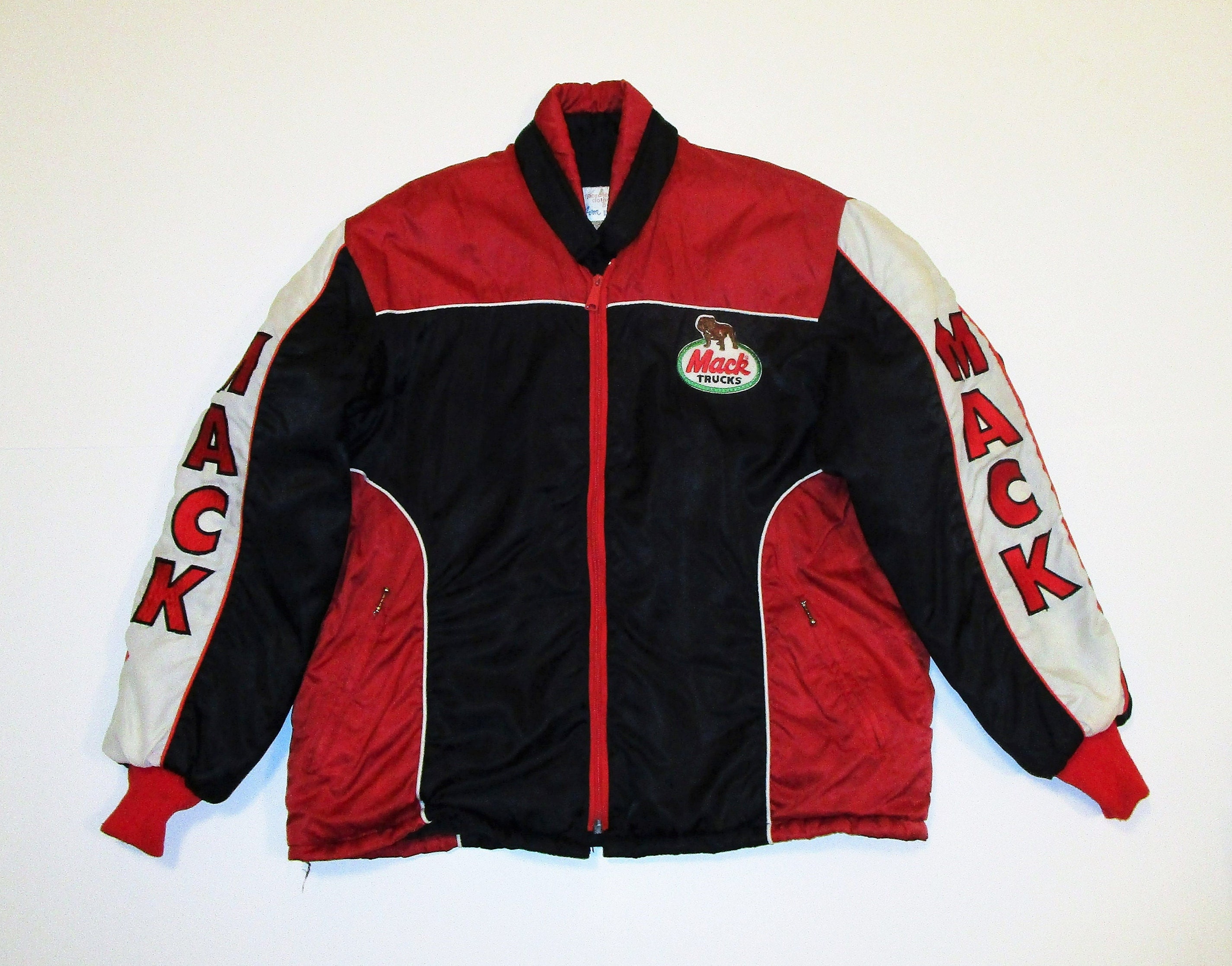 70s Mack Trucker Jacket Mens Red White Black Jacket Large - Etsy