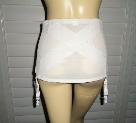 70s White Girdle with Garters Vintage Shapewear L