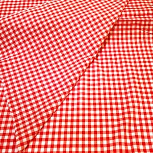 Vintage Gingham Fabric 2yds Red and White Checkered Cotton Material