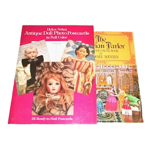 Antique Doll Postcards and Victorian Parlor Cutouts 2 Books Uncut