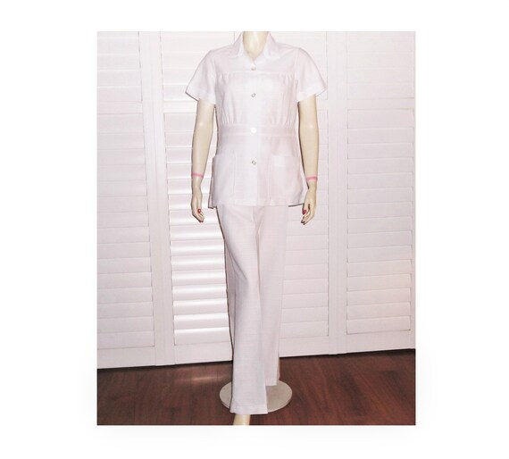Vintage Nurse Uniform 70s Nurse Pants Set Large