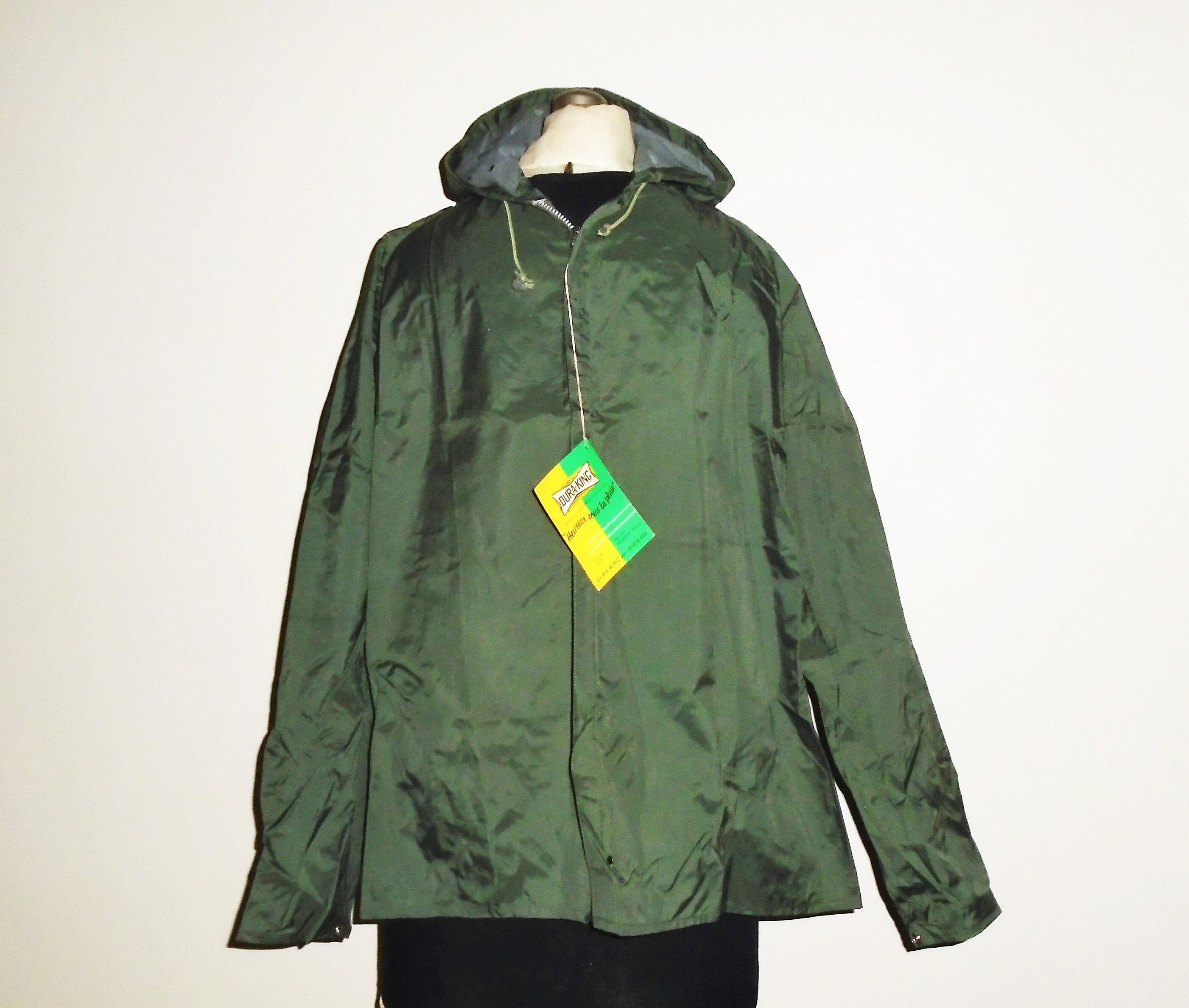 70s Green Jacket Mens Rainwear Hooded Windbreaker M NOS - Etsy UK