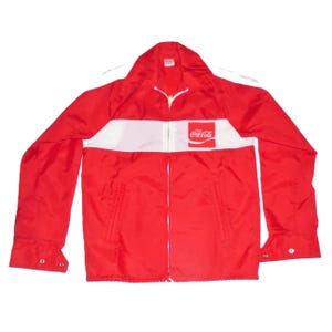 80s Coca Cola Jacket Red and White Nylon Size Small