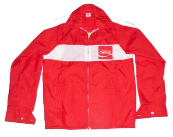 80s Coca Cola Jacket Red and White Nylon Size Small - Etsy