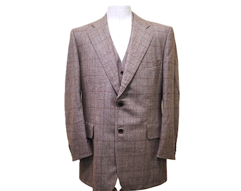 Vintage 90s GIORGIO ZILLIONI Golden Olive Brown Sharkskin Wool