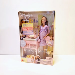 Barbie Happy Family Pregnant Mom Midge Doll Set - Dad, Girl, and