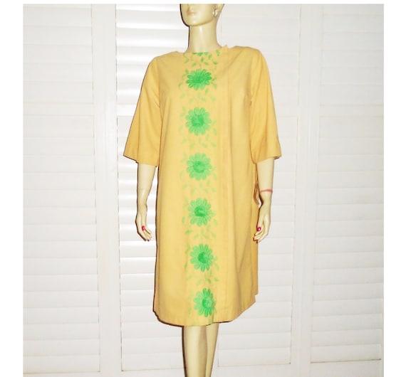 60s Flannel Robe Peach Housecoat Loungewear M NWT