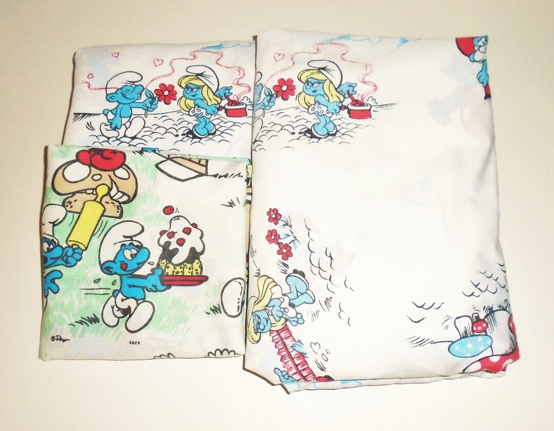 80s Smurfs Twin Sheet Set Vintage Smurfs Bedding W Pillowcases - Etsy