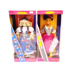 90s French Barbie and Norwegian Barbie Dolls of the World NRFB 2pc