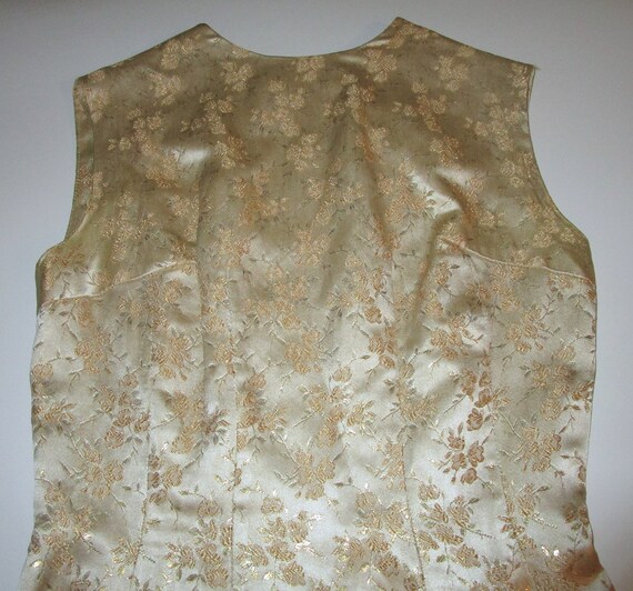 60s Brocade Dress Gold and Cream Sheath with Matc… - image 10
