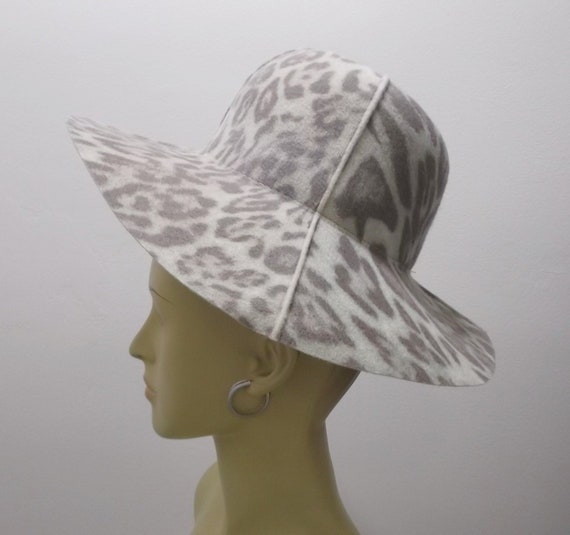 Vintage Hat 60s Leopard Print Wide Brim Hat