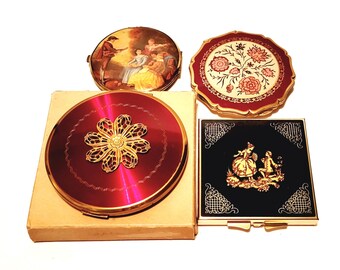 Vintage Compacts 4pc Unused Lot Stratton and Classical Themed