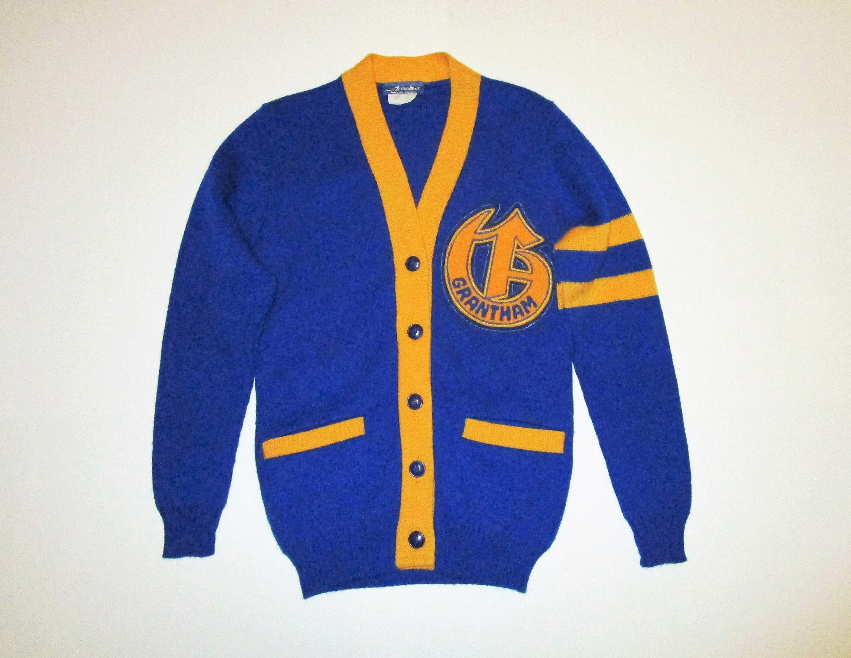 Vintage Varsity Sweater Grantham High School Cardigan Youth S Etsy