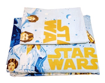 Drap plat Star Wars pour lit simple, taie d'oreiller, 1977, Literie pour enfants, 2 pièces