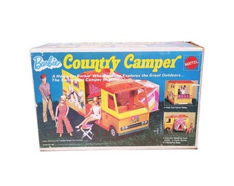 Barbie Country Camper 70s Rainbow RV with Furniture and Box