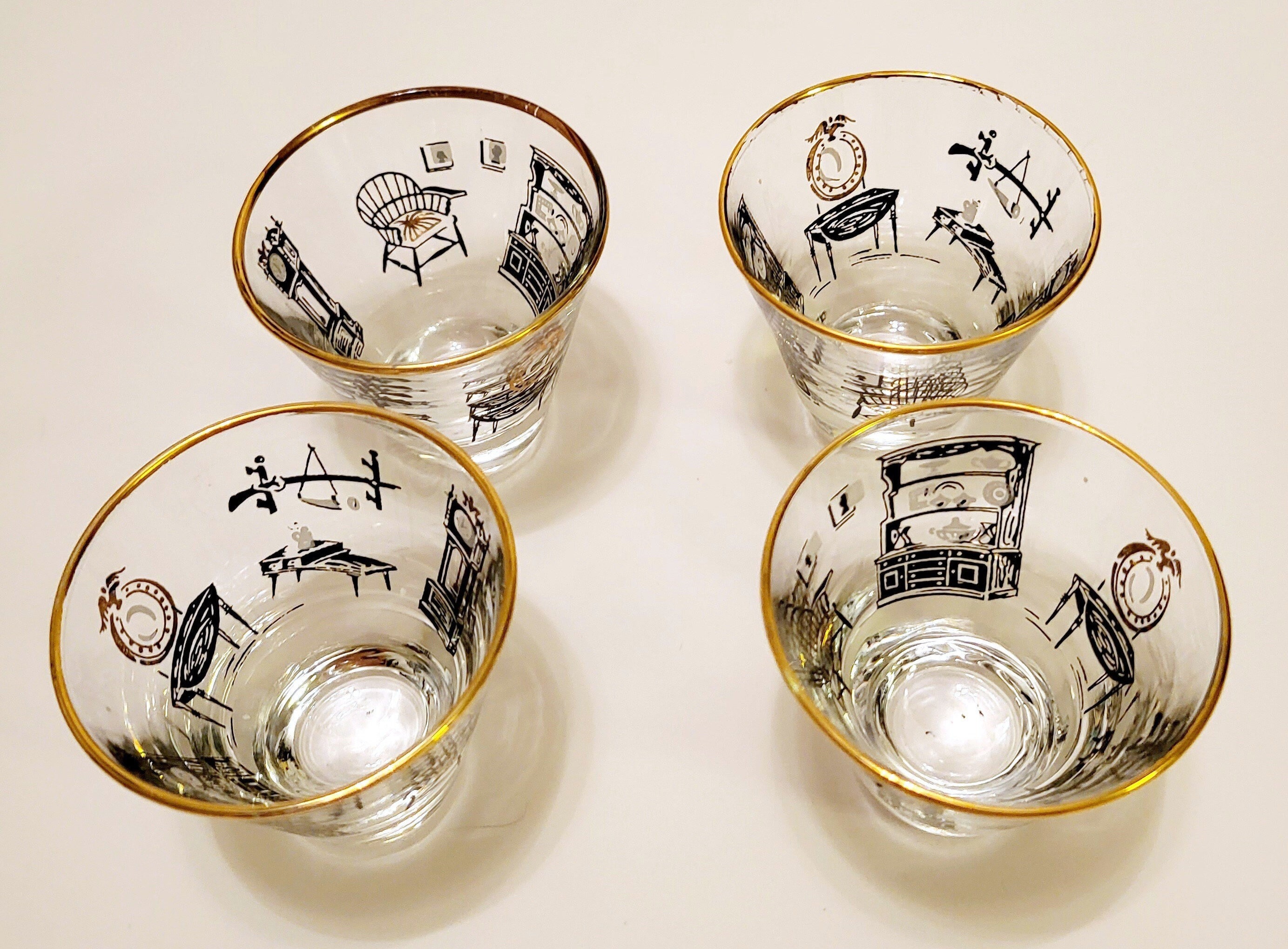 MCM Shot Glasses Home Furnishings Graphics Retro Barware 4pc - Etsy