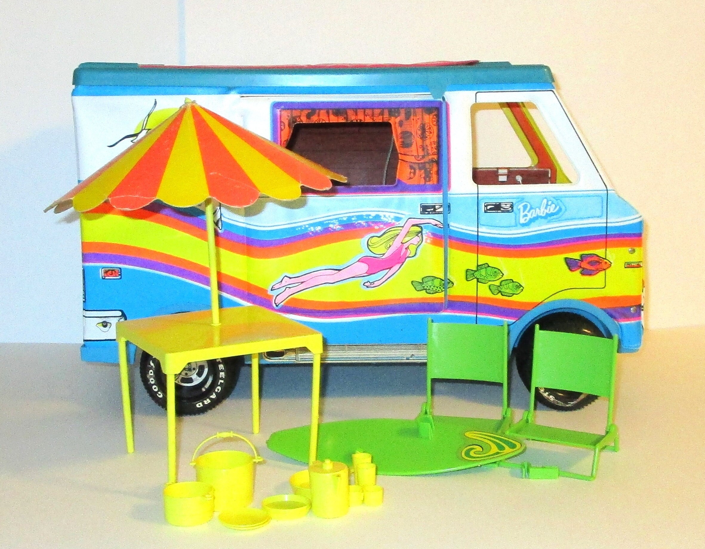 1971 Barbie Beach Bus With Accessories and Surfboard Etsy