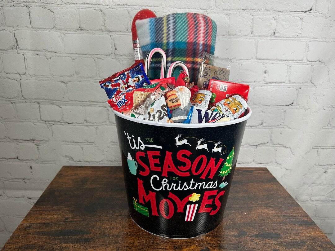 Christmas Popcorn Bucket 236oz Themed Goodie Gift Basket Etsy
