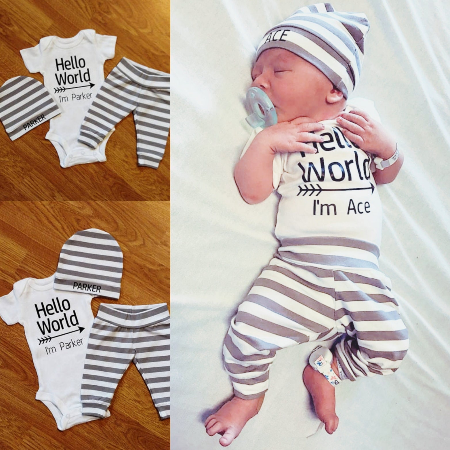 HELLO WORLD I'M.. Baby newborn Tee Personalised name gift Childs T-Shirt