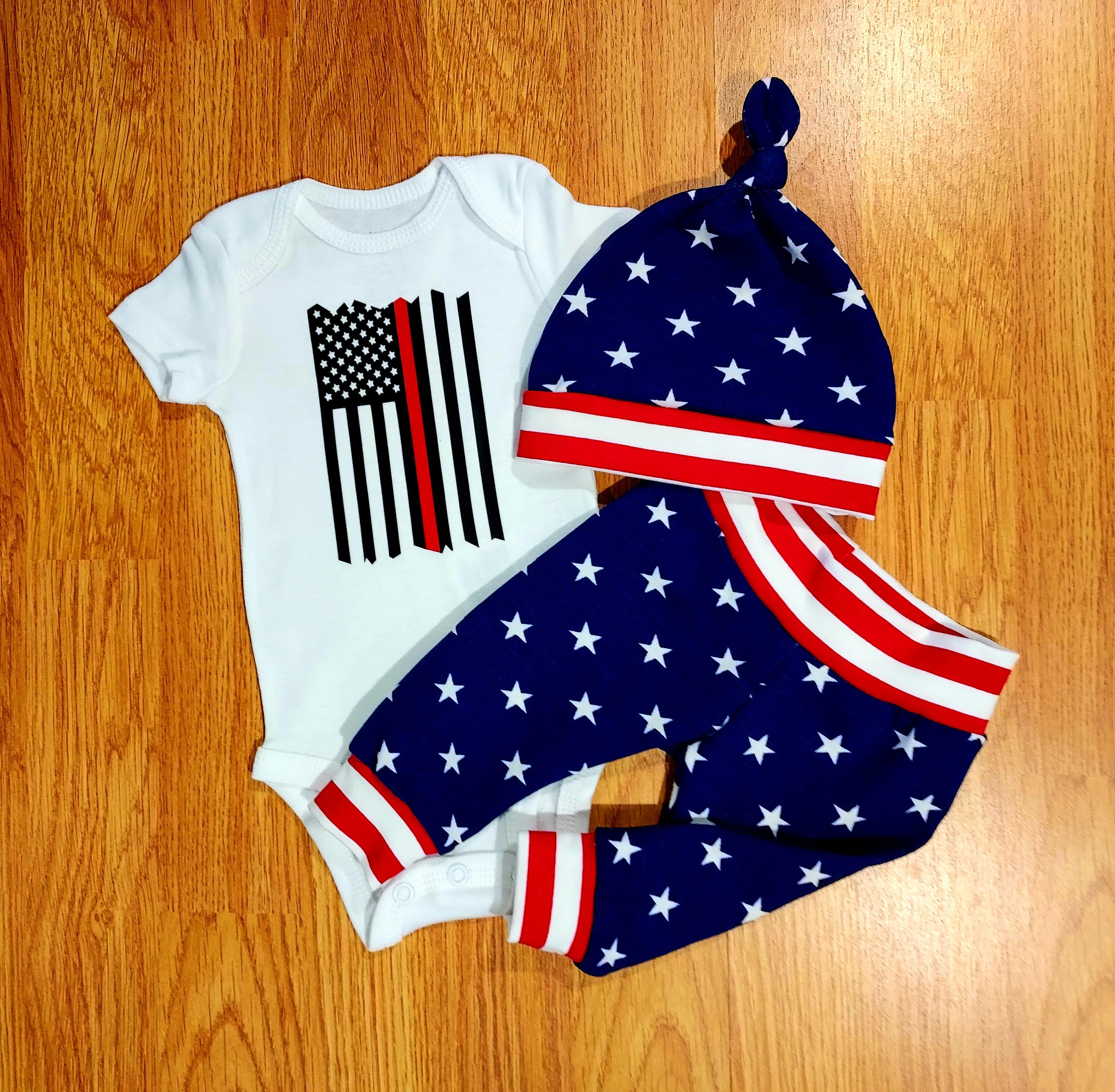 Red Line American Flag Baby Boy Going Home Outfit Baby Etsy