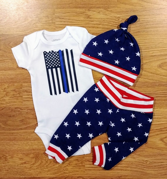 Blue Line American Flag Baby Boy Going Home Outfit Baby | Etsy