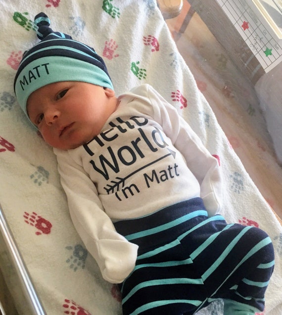 Hello world baby outfit personalized 2025