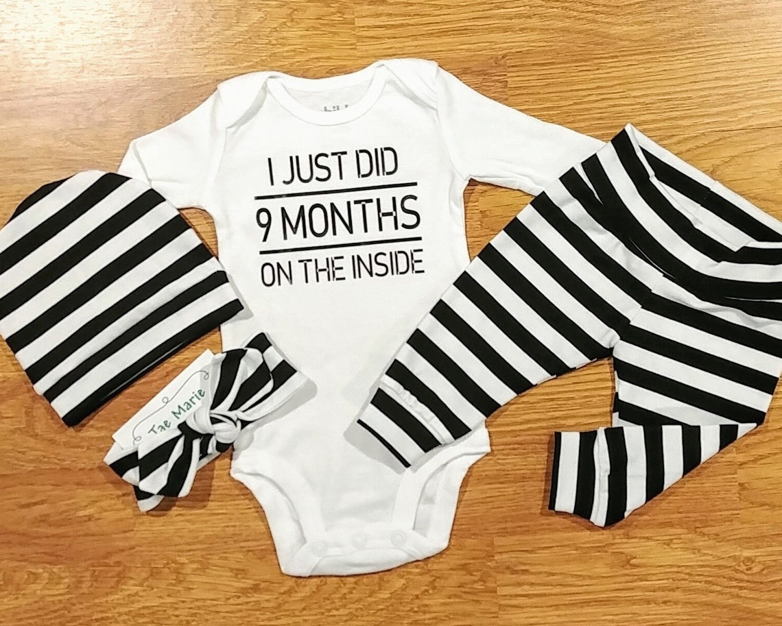 I Just Did 9 Months on the Inside Baby Going Home Outfit Boy Etsy